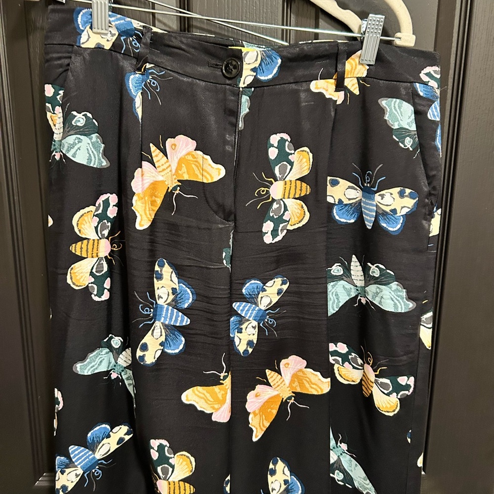Butterfly Print Black wide leg pant